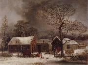 George Henry Durrie Winter Scene in New Haven,Connecticut Spain oil painting artist